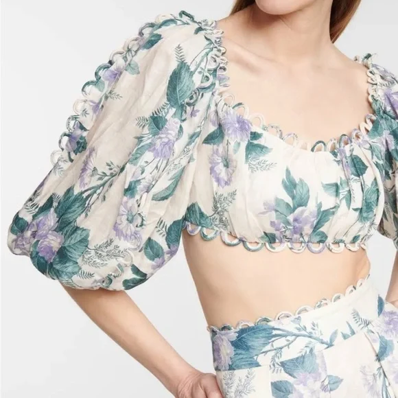 Zimmermann Exclusive Mytheresa – Cassia floral linen crop top - Picture 2 of 12